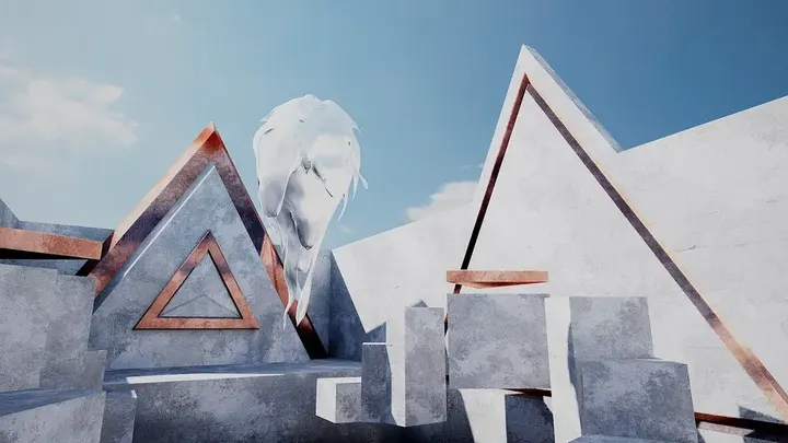 Daedalus Oculus Go release trailer thumbnail showing white sculptural architecture